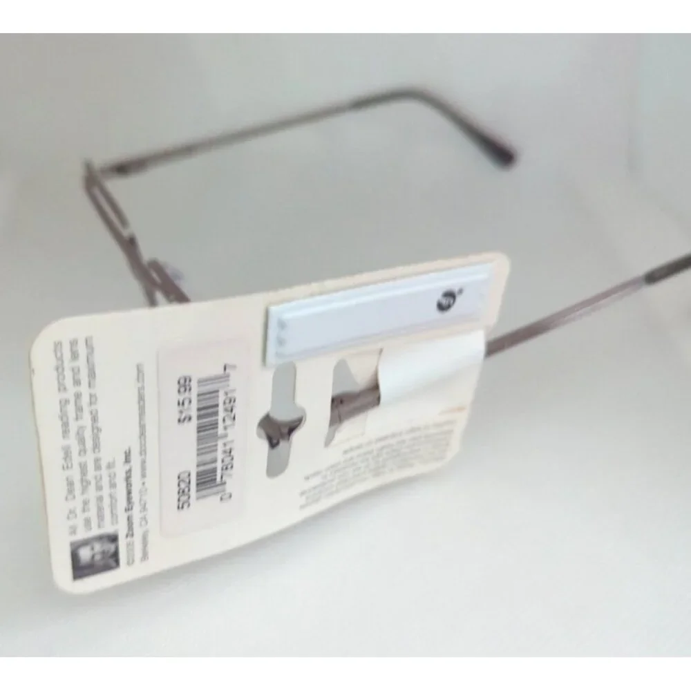 Dr. Dean Edell Reading Glasses Aviator Silver Half‎ Rimless Spring +1.00 #50820